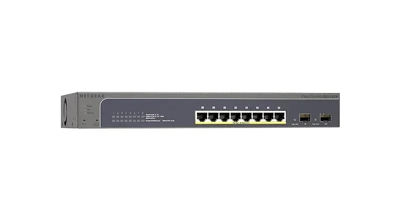 GS510TP - Netgear 8 x Ports PoE+ 10/100/1000Base-T + 2 x SFP Ports Layer 2 Managed 1U Rack-mountable Gigabit Ethernet Network Switch