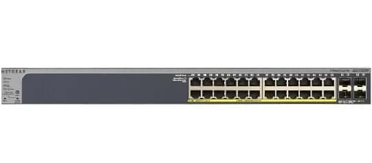 GS728TP-100NAS - Netgear ProSafe 24 x RJ-45 Ports PoE+ 10/100/1000Base-T + 4 x SFP Ports Layer 3 Managed 1U Rack-mountable Gigabit Ethernet Stackable Smart Network Switch