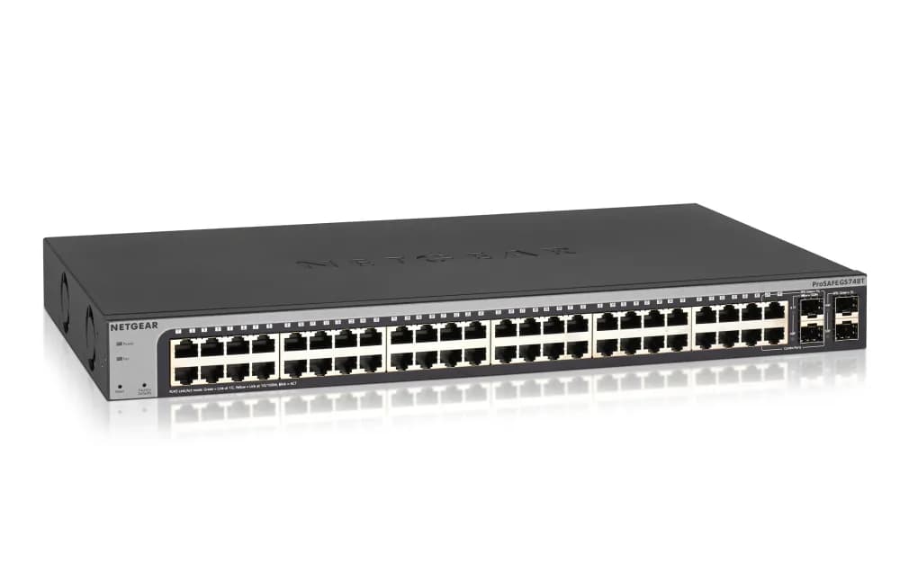 GS748T-500NAS - Netgear Prosafe GS748T 48 x Ports 10/100/1000GBase-T + 2 x SFP Ports + 2 x Combo SFP Ports Layer3 Managed 1U Rack-mountable Gigabit Ethernet Network Switch