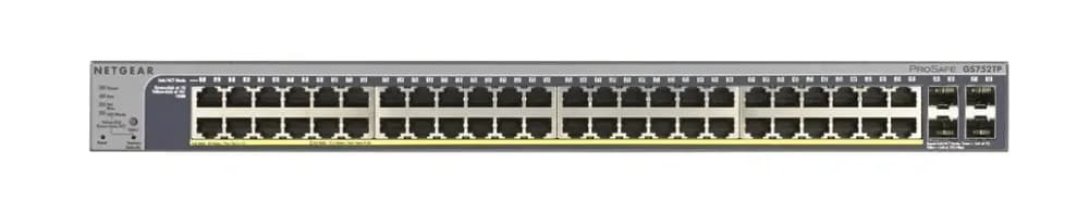 GS752TP-100NAS - Netgear Prosafe GS752TP 40 x RJ-45 Ports PoE 10/100/1000Base-T + 8 x RJ-45 Ports PoE+ + 4 x SFP Ports Layer 3 Managed Gigabit Ethernet Network Switch