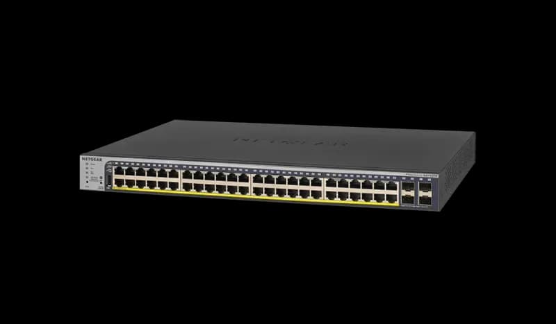 GS752TPv2 - Netgear 48 x Ports PoE+ 10/100/1000Base-T + 4 x SFP+ Ports Layer 3 Managed 1U Rack-mountable Gigabit Ethernet Network Switch
