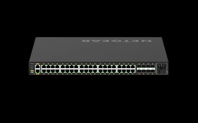 GSM4248PX - Netgear M4250 Series M4250-40G8XF-PoE+ 40 x RJ-45 Ports PoE+ 1000Base-T + 8 x SFP+ Ports Layer3 Managed 1U Rack-mountable Gigabit Ethernet Network Switch