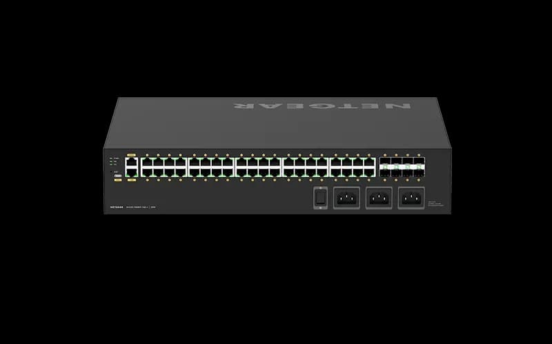 GSM4248UX - Netgear M4250 Series M4250-40G8XF-PoE++ 40 x RJ-45 Ports PoE++ 1000Base-T + 8 x SFP+ Ports Layer3 Managed 1U Rack-mountable Gigabit Ethernet Network Switch
