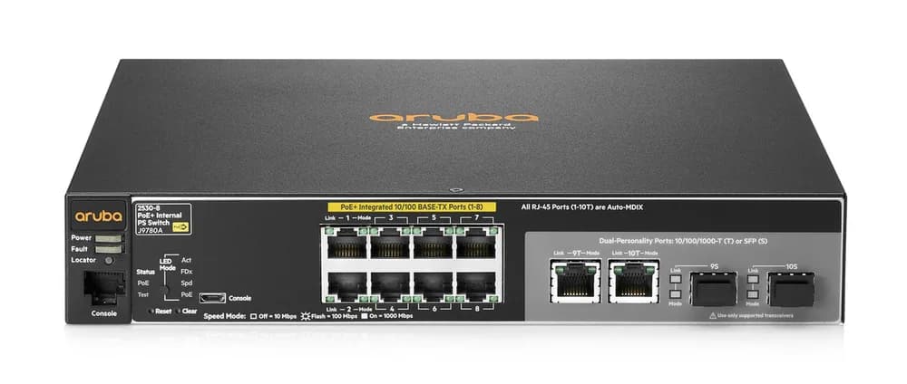 J9780-61001 - HPE 2530-8 8-P + 2-P RJ-45 + 2-P SFP+ L2 Switch
