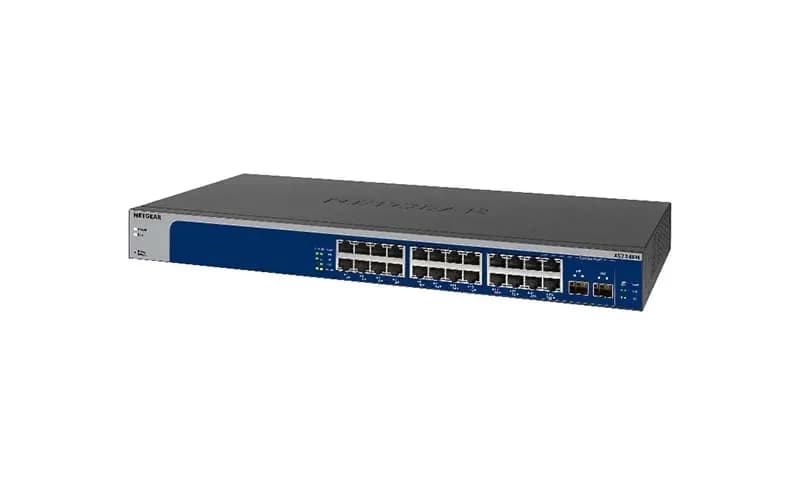 XS724EM - Netgear XS724EM 24 x Ports 10GBase-T + 2 x Ports Shared SFP+ Layer 3 Managed 1U Rack-mountable Multi-Gigabit Ethernet Network Switch