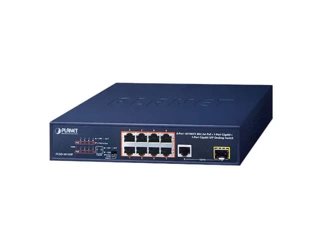 FGSD-1011HP - Planet 8 x Ports+ 10/100Base-TX + 1 x Port 1GbE RJ-45 + 1 x Port SFP Desktop Network Switch