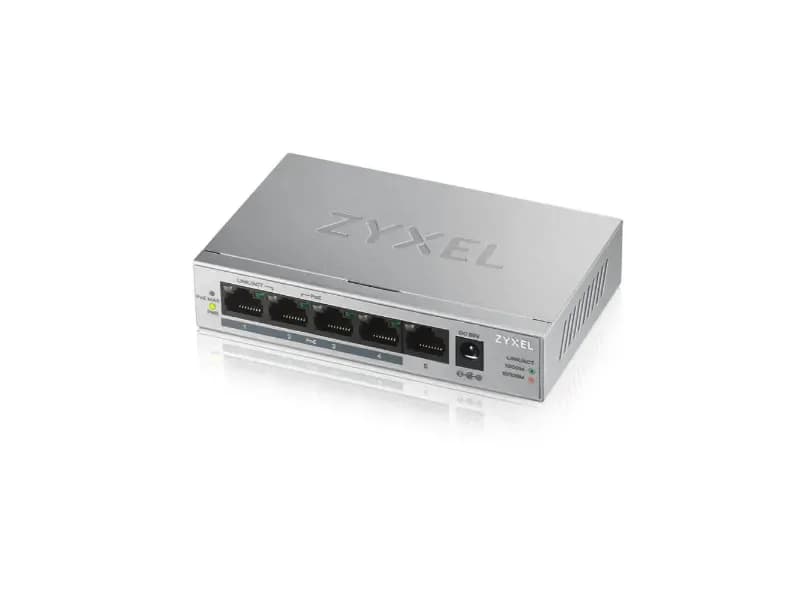GS1005HP - ZyXEL 5 x Ports PoE 10/100/1000Base-T Layer 2 Unmanaged Desktop Gigabit Ethernet Network Switch