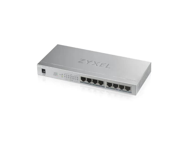 GS1008HP - ZyXEL 8 x Ports PoE+ 10/100/1000Base-T Layer 2 Unmanaged 1U Rack-mountable Gigabit Ethernet Network Switch