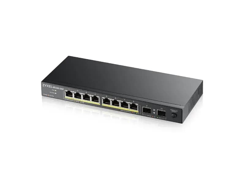 GS1100-10HP - ZyXEL 8 x Ports PoE+ 10/100/1000Base-T + 2 x SFP Ports Layer 2 Unmanaged 1U Rack-mountable Gigabit Ethernet Network Switch