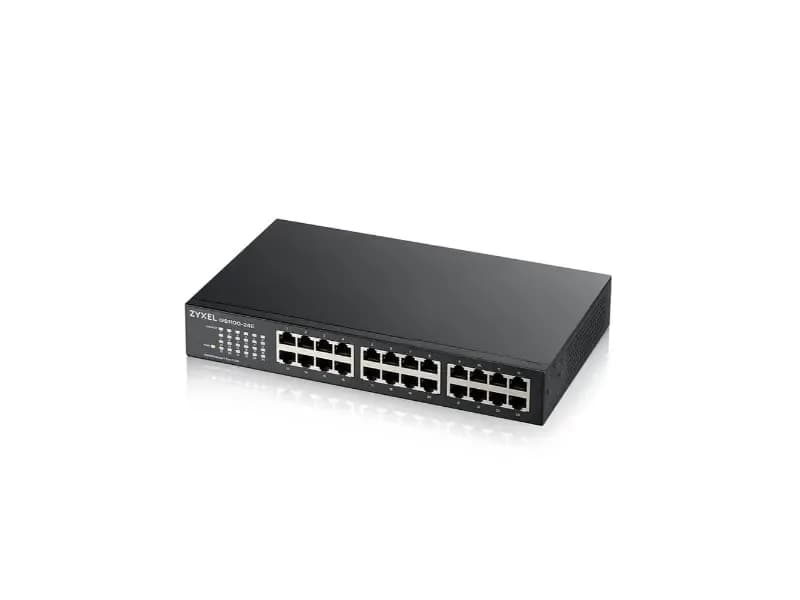 GS1100-24E - ZyXEL 24 x Ports 10/100/1000Base-T + 2 x SFP Ports Layer 2 Unmanaged 1U Rack-mountable Gigabit Ethernet Network Switch