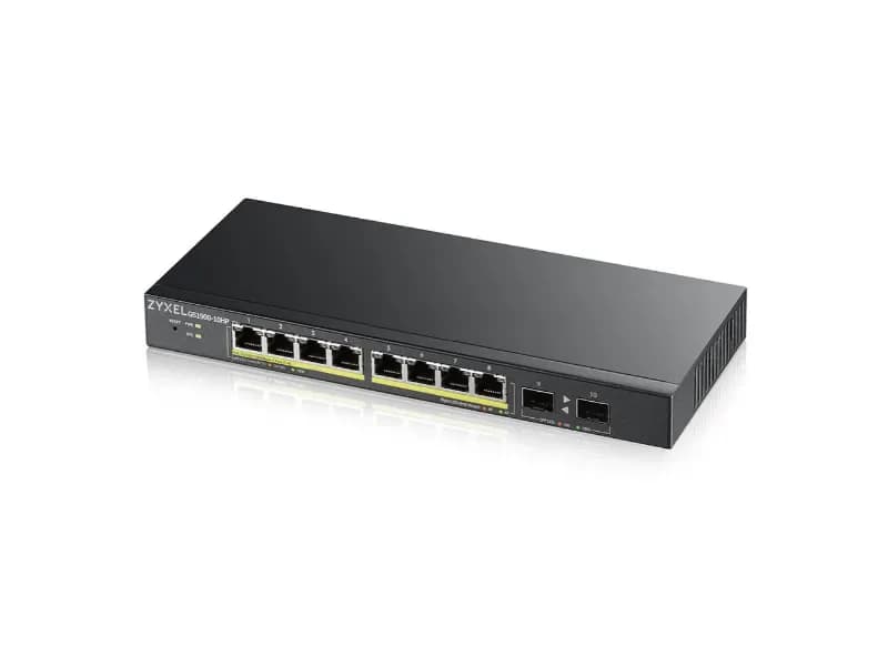 GS1900-10HP - ZyXEL 10 x Ports PoE+ 10/100/1000Base-T + 2 x SFP Ports Layer 2 Managed 1U Rack-mountable Smart Switch