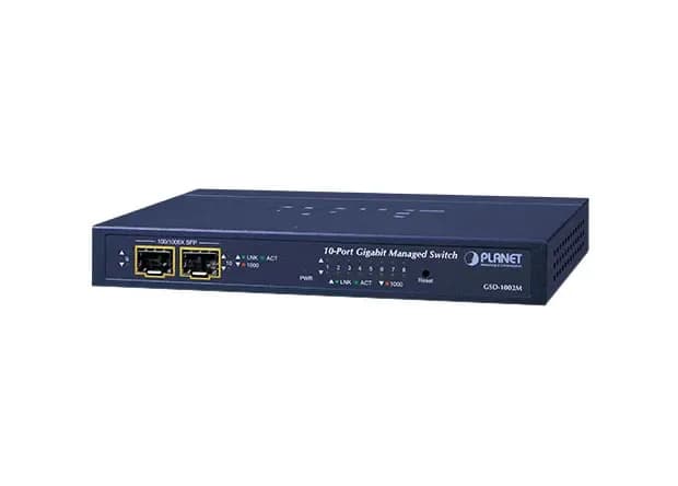 GSD-1002M - Planet 8 x Ports 10/100/1000Base-T + 2 x Ports SFP Layer 2 Managed Desktop Gigabit Ethernet Switch