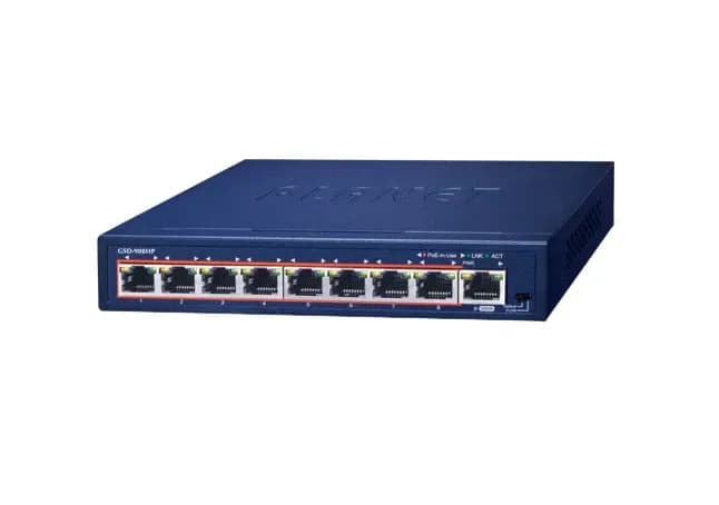 GSD-908HP - Planet 8 x Ports PoE+ 10/100/1000Base-T + 1 x Port 1GbE RJ-45 Desktop Gigabit Ethernet Switch