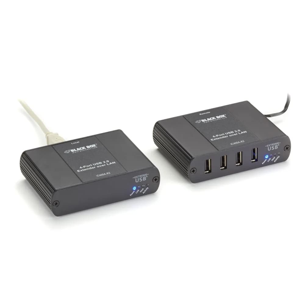 IC408A-R2 - Black Box 1Gb/s 1000Base-T 4 x Ports CATx/LAN USB 2.0 Extender