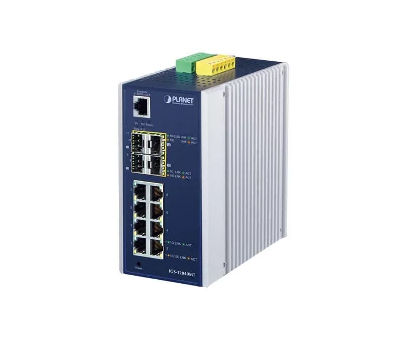 IGS-12040MT - Planet 8 x Ports 10/100/1000Baese-T + 4 x Ports SFP 1/2.5Gb/s Layer 4 Managed Rai-Mountable Gigabit Ethernet Switch