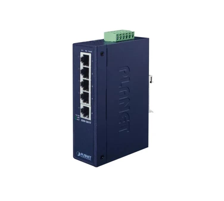 ISW-501T - Planet 5 x Ports 10/100Base-TX Rail-Mountable Industrial Fast Ethernet Switch