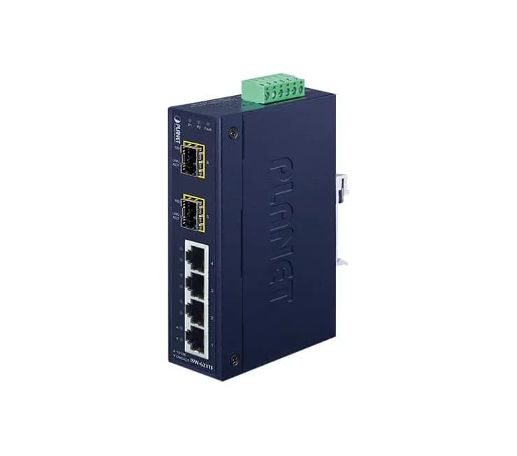 ISW-621TF - Planet 4 x Ports 10/100Base-TX + 2 x Port 100Base-FX SFP Rail-Mountable Industrial Ethernet Switch