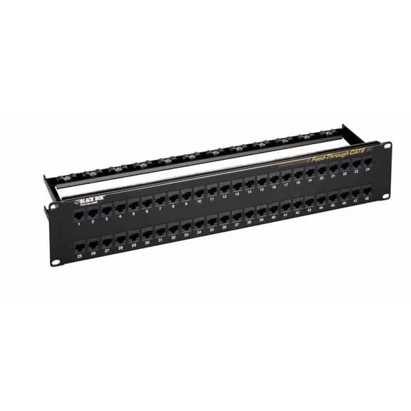 JPM820A - Black Box 48 x Ports RJ-45 2U Rack-mountable CAT6 Feed-Through Patch Panel