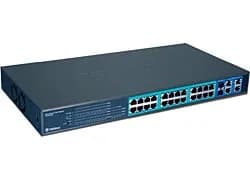 TPE-224WS - TRENDnet 24 x RJ-45 Ports PoE+ 10/100Base-T + 4 x Gigabit Ports + 2 x Shared SFP Ports Layer2 Managed Rack-mountable Fast Ethernet Network Switch