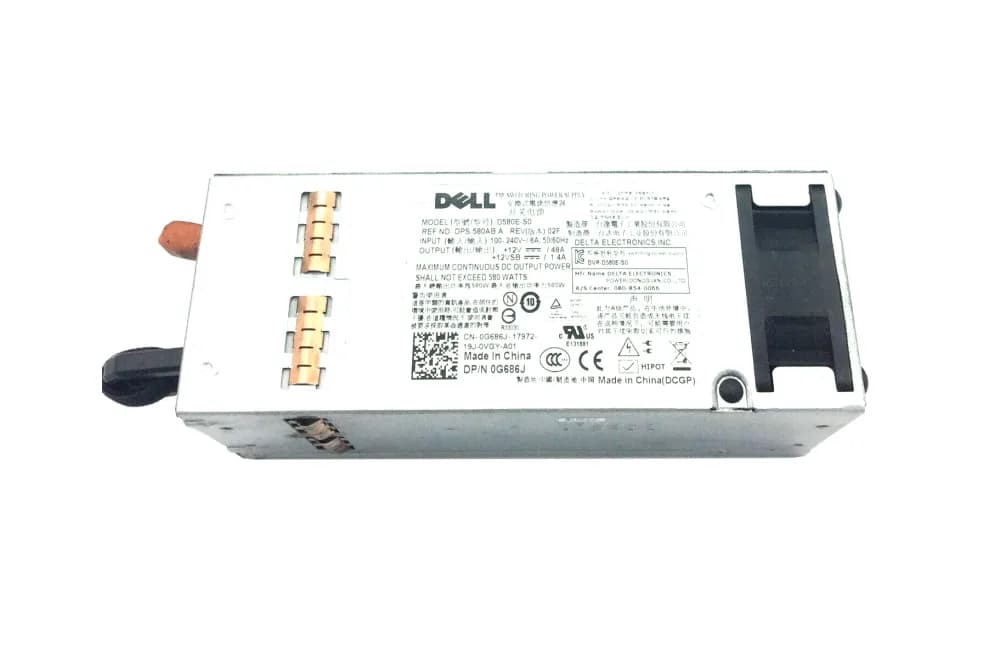 G686J - Dell 580-Watts 100-240V Power Supply For PowerEdge T410
