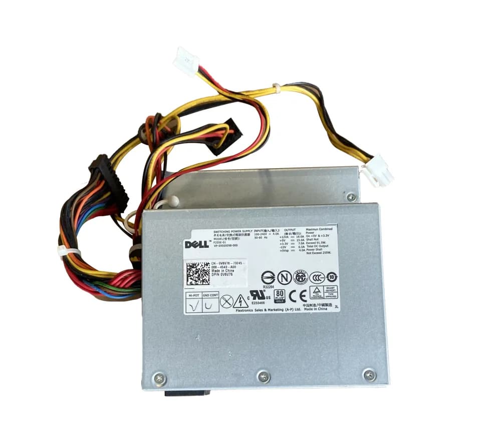 V6V76 - Dell 255-Watts 100-240V Gold Power Supply For OptiPlex 760