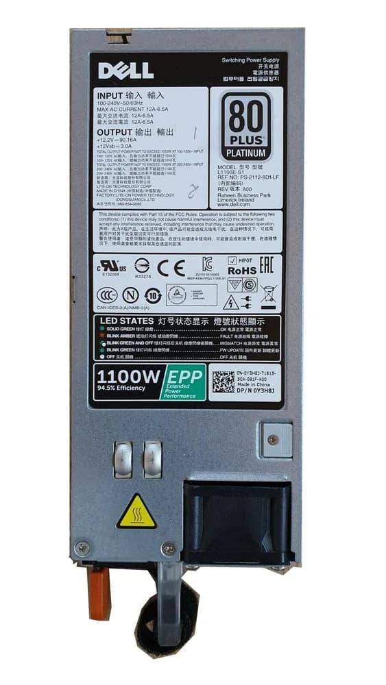 Y3H8J - Dell 1100-Watts Platinum Power Supply For PowerEdge R730
