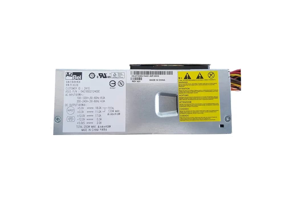 YX303 - Dell 250-Watts 200-240V 4A ATX Power Supply