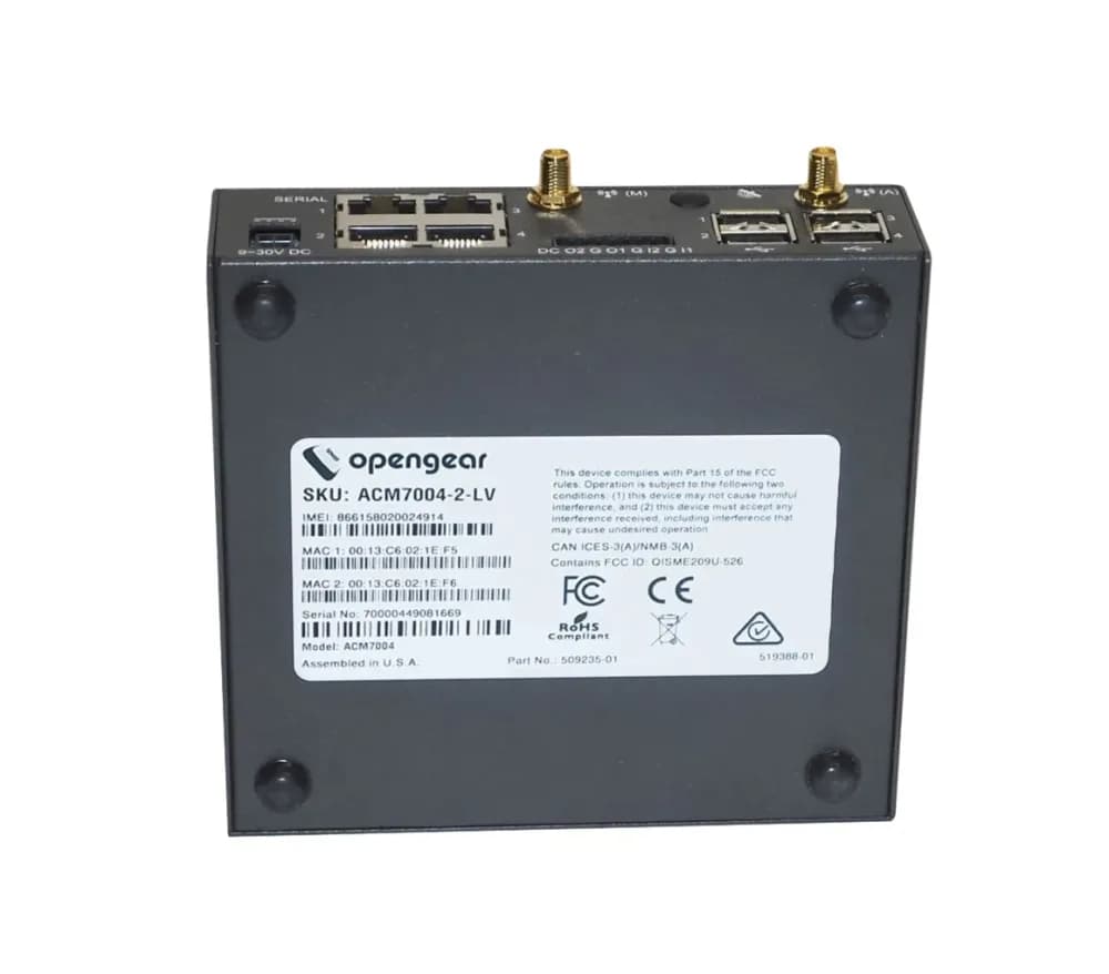 ACM7004-2-LV - Opengear ACM7000 Series ACM7004 2 x Ports 1000Base-T + 4 x Port RS-232 RJ-45 + 4 x USB 2.0 + Antennas Resilience Gateway