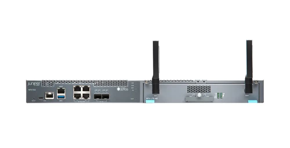 NFX150-S1 - Juniper NFX150 4 x 1000BASE-T Ports 2 x 1000BASE-X/10GBASE-X SFP+ Ports 8 core x86 Processor with QAT 256 GB SSD 16 GB Memory