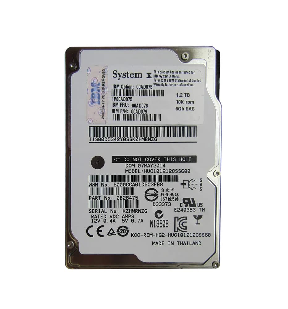 00AD075 - IBM 1.2TB 10000RPM SAS 2.5-Inch Hard Drive