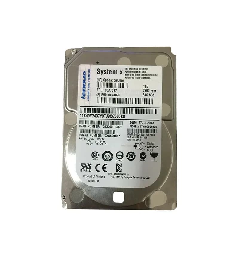 00AJ086 - IBM 1TB 7200RPM SAS 6Gb/s 2.5-inch Hard Drive