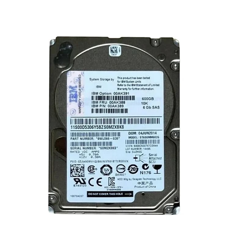 00AK389 - IBM 600GB 10000RPM SAS 6Gb/s Hot Swap 2.5-in HDD