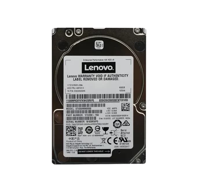 00FC613 - Lenovo 600GB 10000RPM SAS 12Gb/s 128MB Cache 2.5-in HDD