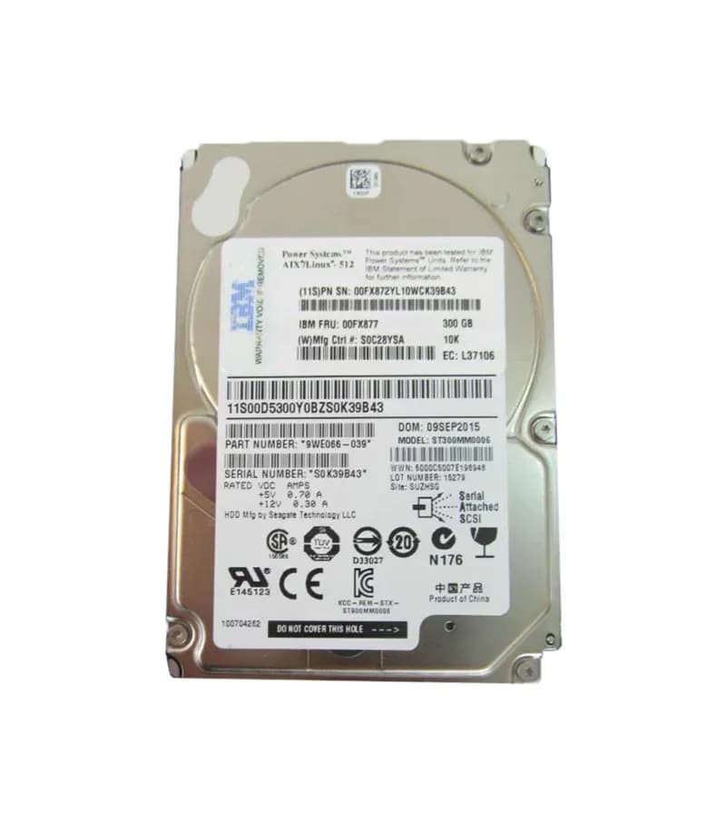00FX872 - IBM 300GB 10000RPM SAS 12Gb/s 2.5-in Hard Drive