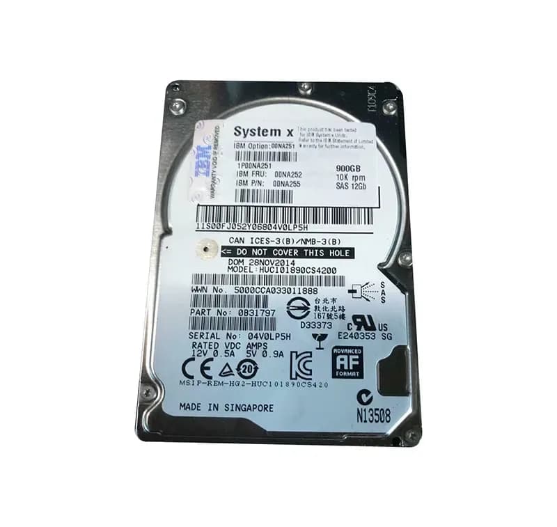 00NA251 - IBM 900GB 10000RPM SAS 12Gb/s 2.5-in Hard Drive