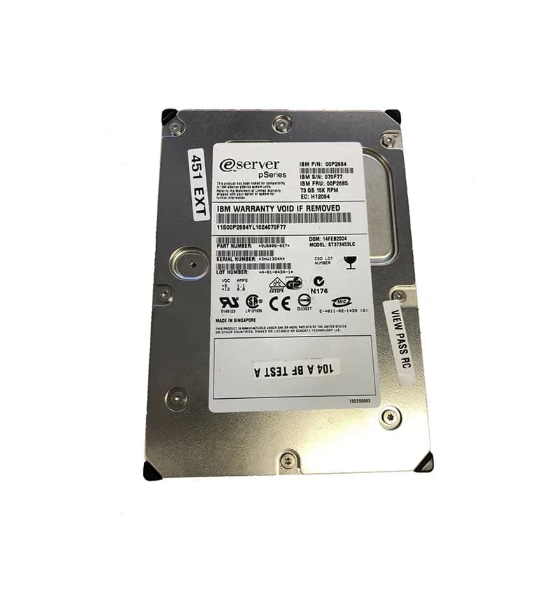 00P2684 - IBM 73.4GB 15000RPM SCSI 320MB/s 3.5-in Hard Drive
