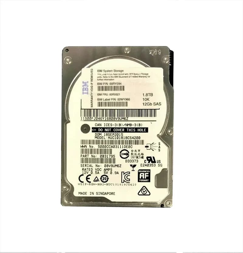 00RX921 - IBM 1.8TB 10000RPM SAS 12Gb/s 2.5-in Hard Drive