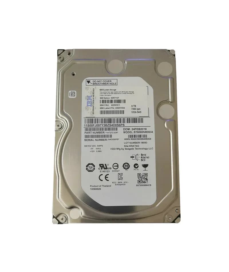 00RY107 - IBM 6TB 7200RPM SAS 12Gb/s 3.5-Inch Hard Drive