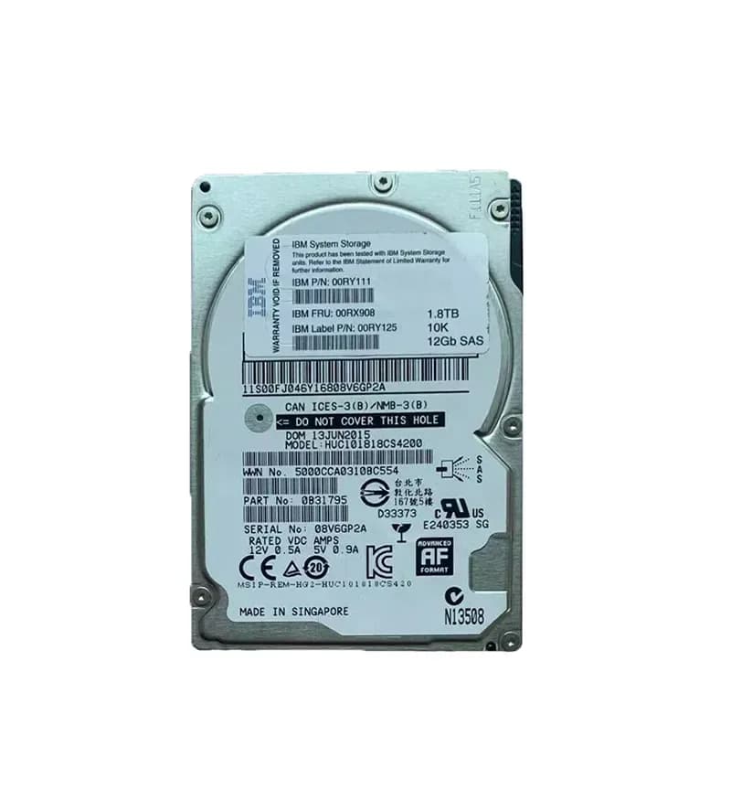 00RY111 - IBM 1.8TB 10000RPM SAS 12Gb/s 2.5-in Hard Drive