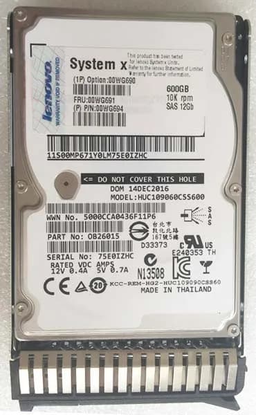 00WG690 - IBM 600GB 10000RPM SAS 12Gb/s 2.5-in Hard Drive