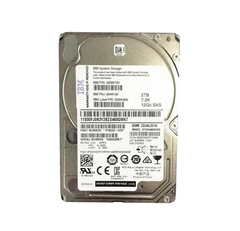 00WK781 - IBM 2TB 7200RPM SAS 12Gb/s 2.5-inch Hard Drive