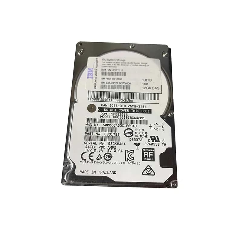 00WY600 - IBM 1.8TB 10000RPM SAS 12Gb/s 2.5-in Hard Drive