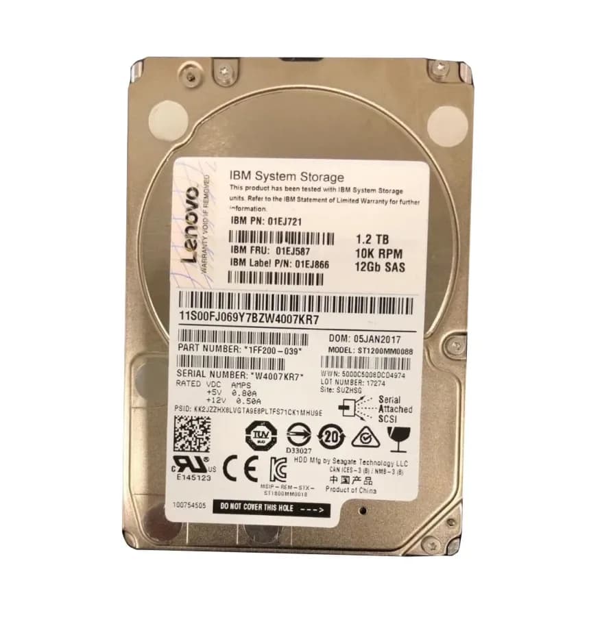 01EJ587 - Lenovo 1.2TB 10000RPM SAS 12Gb/s 2.5-in Hard Drive