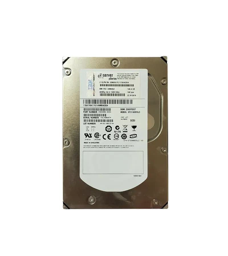 03N6352 - IBM 146GB 15000RPM SCSI 320MB/s 3.5-in Hard Drive