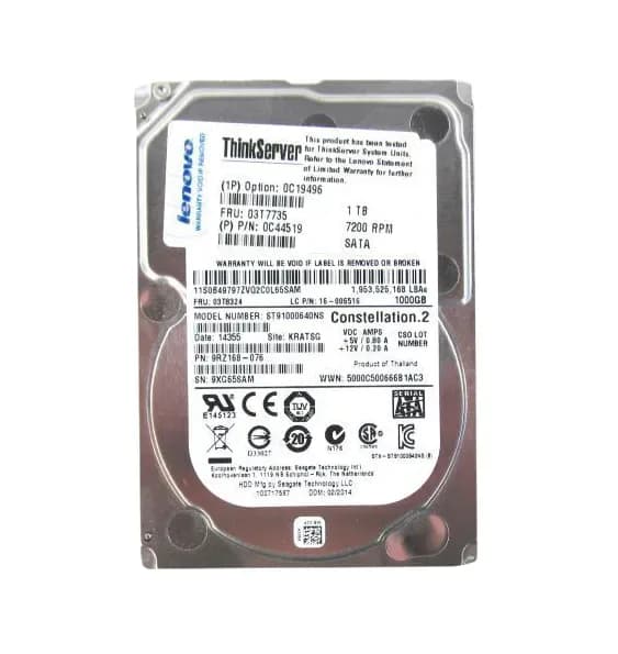 03T7735 - Lenovo 1TB 7200RPM SATA 6Gb/s 2.5-in Hard Drive