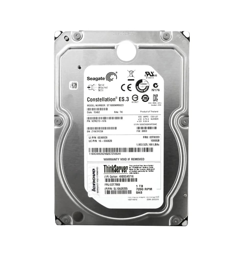 03T7869 - Lenovo 1TB 7200RPM SAS 6Gb/s 3.5-in Hard Drive