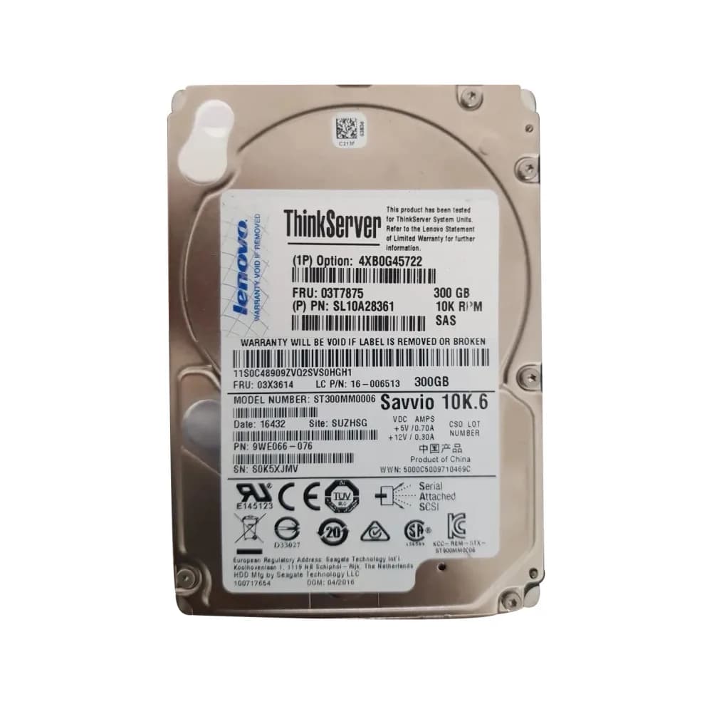 03T7875 - Lenovo 300GB 10000RPM SAS 6Gb/s Hot Swap 2.5-in HDD