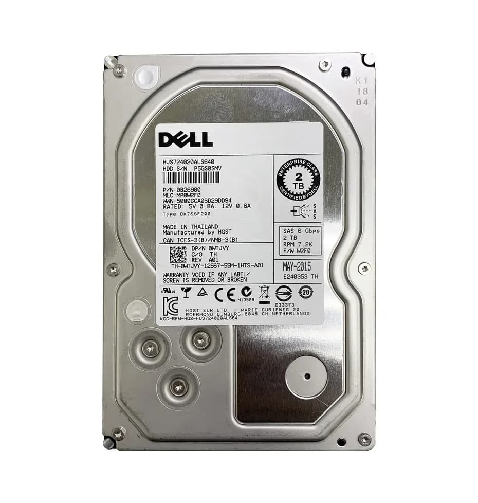 0B26900 - Dell 2TB 7200RPM SAS 6Gb/s 3.5-in Hard Drive