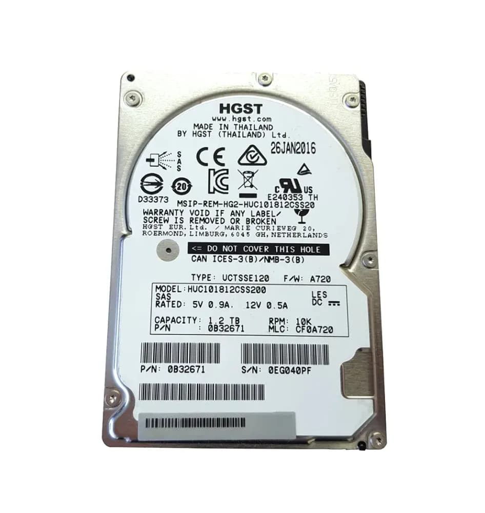 0B32671 - HGST 1.2TB 10000RPM SAS 12Gb/s 2.5-in Hard Drive