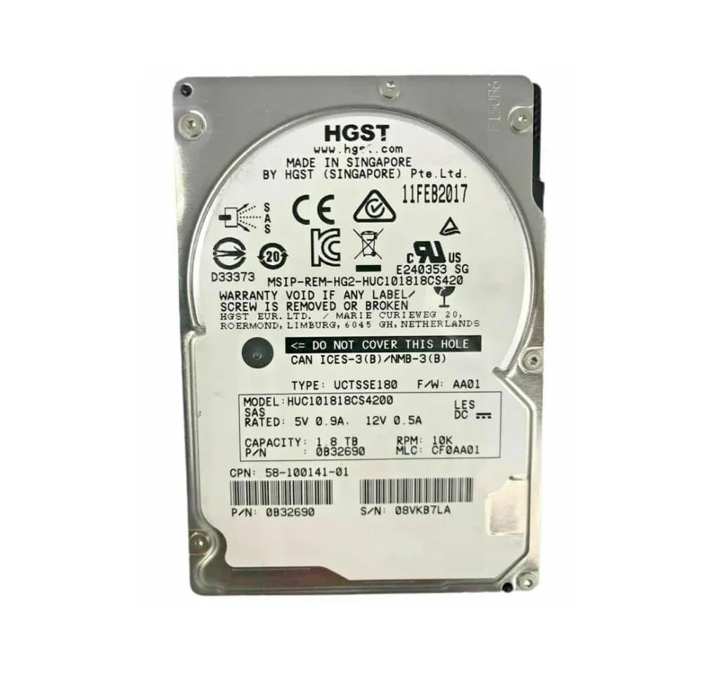 0B32690 - HGST Ultrastar C10K1800 1.8TB SAS 10000RPM 2.5" Hard Drive